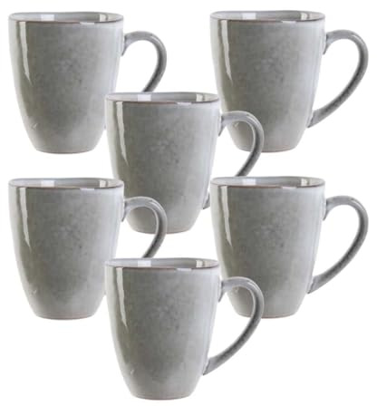 AltoBuy Set de 6 Mugs 30cl en céramique au grés du Temps Gris - Galet