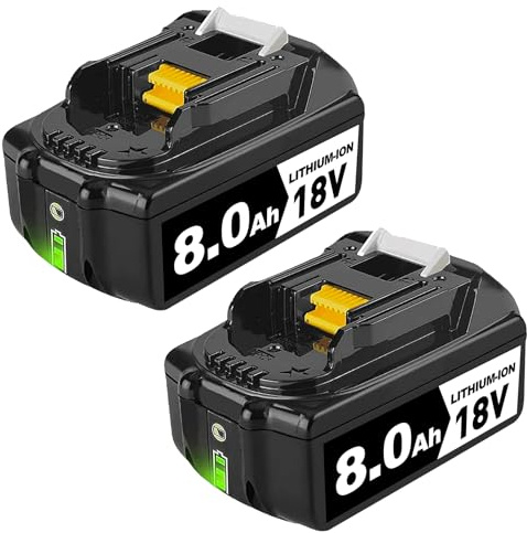 18V 8.0Ah Ersatzakku für MaKita Akku 18V BL1860 BL1840 BL1830 BL1815 BL1835 BL1860B BL1850B BL1845 BL1850 194205-3 LXT-400 mit LED Werkzeugakku (2pack)