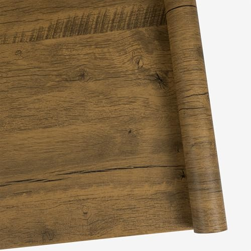 Abyssaly Klebefolie Möbel Holzoptik, Vintage Möbelfolie Holzoptik Vintage-Braun, Wasserdicht Selbstklebende Folie für Möbel Fensterbank Schränke Tische Möbelaufkleber 44x300cm