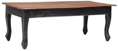 mtlskopl Couchtisch Schwarz 120 x 60 x 45 cm Mahagoni Massivholz mit französischem Retro-Design, wasserbasierter Lack, Modernes Side Table für Living Room Bedroom und Büro