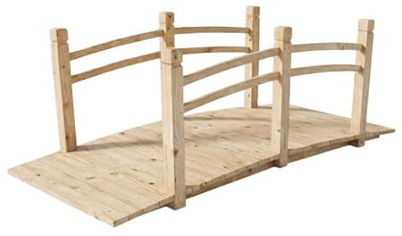 Relaxdays Garten Brücke, mit Geländer, Tannenholz, Gartenteich, HxBxT: 58 x 171,5 x 75 cm, 200 kg, Holzbrücke, Farbwahl