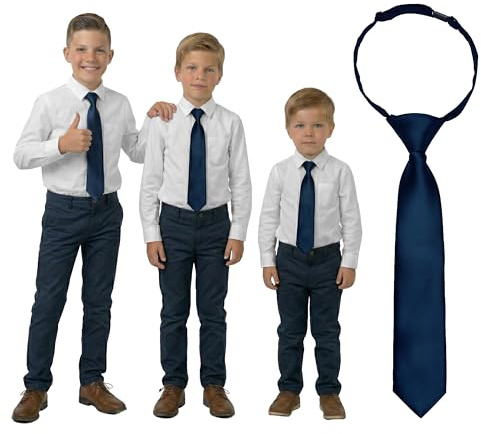 DonDon Cravate enfant garçon pré-nouée et réglable avec clip 3 longueurs tout-petits, enfants et adolescents - pour les mariages, les baptêmes, la rentrée scolaire et les communions