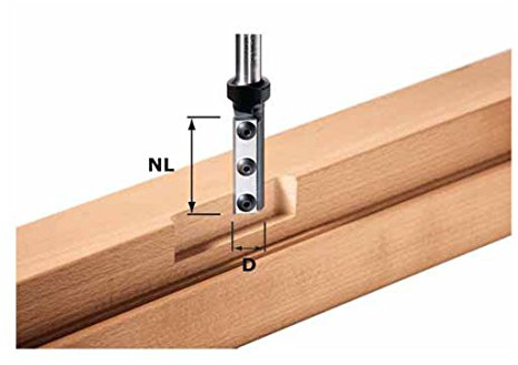 Festool Nutfräser-Wendeplatten HW S12 D16/50 WP Schablonenfräser | Wendeplattenfräser für Türbänder - Schaft 12 mm, Fräs-Ø 16 mm, Nutlänge 50 mm, Gesamtlänge 110 mm