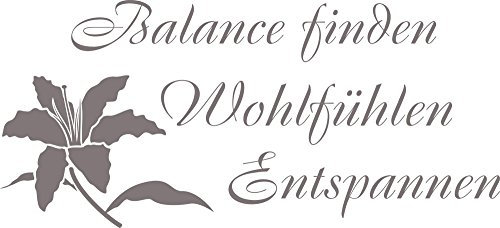 GRAZDesign Wandtattoo Bad Sprüche Balance finden Wandaufkleber Bad Deko - 66x30cm / 090 silbergrau