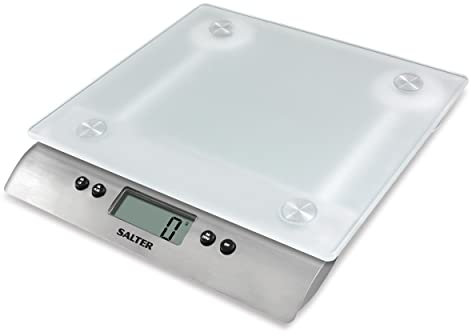 Salter 1242 WHDR Báscula Electrónica De Cocina Para Medir Alimentos Y Líquidos, Con Las Funciones Añadir Y Pesar, Plataforma Fabricado De Vidrio Templado, Imperiales/Métricas, Peso Máx. 10 kg