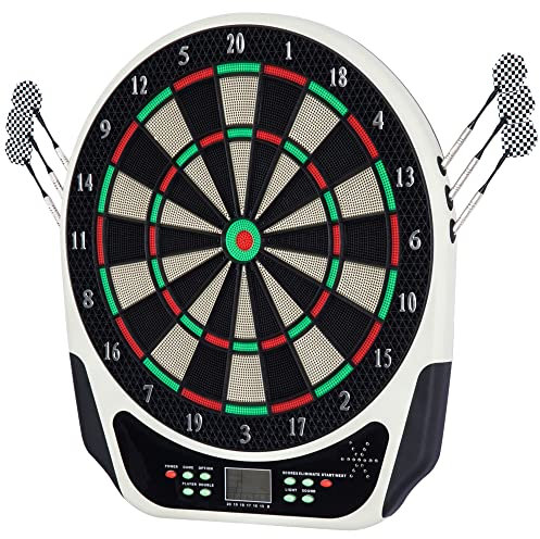 HOMCOM Elektronische Dartscheibe Dartboard Dart-Set mit LCD Anzeige Soundeffekte automatischer Wertung 6 Darts 24 Dartköpfe 18 Spiele und 159 Trefferoptionen für 8 Spieler 44 x 50 x 3,2 cm