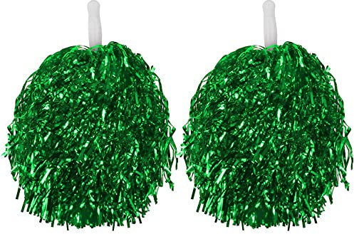 Schnoschi 2 Stück Pompons Cheerleading Cheerleader Tanzwedel Puschel 1 Paar viele Farben (Grün)