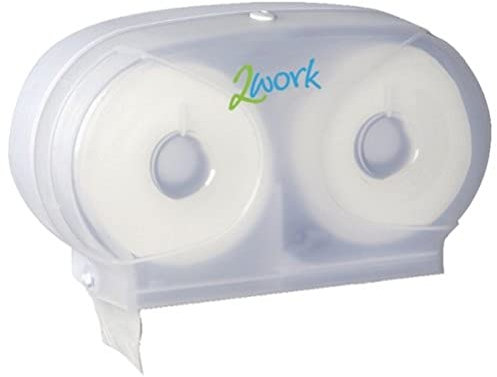 2Work Micro Twin Toilet Roll Dispenser White 2W06438