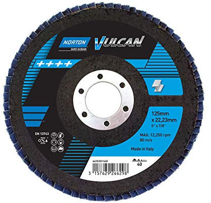 NORTON Lot de 10 disques à lamelles 125 x 22 R842 40 Vulcan