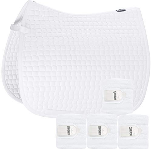 Eskadron Set Basic Cotton Schabracke mit Fleecebandagen in White, Größe:Dressur (DL)