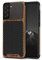 TENDLIN Kompatibel mit Samsung Galaxy S21 Plus Hülle Holz und Carbon Textur Design Leder Hybrid Handyhülle (Schwarz)