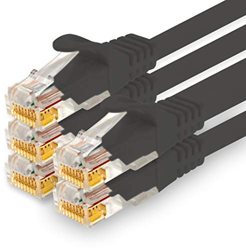 1CONN - Cavo di rete da 1,5 m, Ethernet, LAN, cavo patch per la massima velocità Internet e collega tutti i dispositivi con presa RJ 45 nero - 5 pezzi