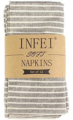 DUNGS 12er Set Einfarbig gestreift 30 x 40cm Stoff Servietten Baumwolle Esstisch Stoff Tischsets 6 Farben für Events & Heimgebrauch