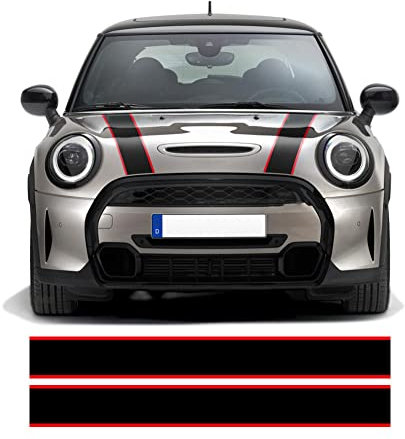 Motorhaube Aufkleber Motorabdeckung Rally Line Motorhaube Streifen Aufkleber,Für Mini Cooper R55 R56 R57 R58 R59 R60 R50 R52 R53 F54 F55 F56 F60 (Autokarosserieaufkleber)