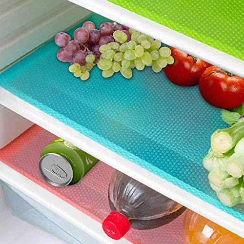 Shinywear - 16 tappetini per frigorifero, lavabili, impermeabili, resistenti all'olio, per frigoriferi, per ripiani, ripiani in vetro per congelatore, armadietti, cassetti (16 blu)