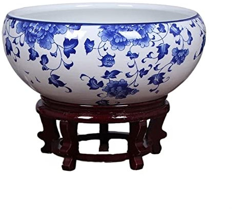 PEVSCO Blumentopf Große hydroponische Pflanze Bonsai Dezhen Keramik Blumentopf Seerose Schale Topfpflanze Topf Garten dekoratives Aquarium (Boden Nicht gestanzt) Pflanzvase (Color : A)