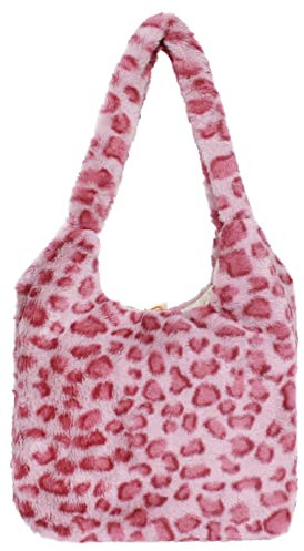 MEGAUK Damen Plüschhandtaschen Flauschige Tasche Plüsch Umhängetasche Cartoon Shopper Schultertasche Tote Bag für Uni Arbeit Schule (07312 Pink)