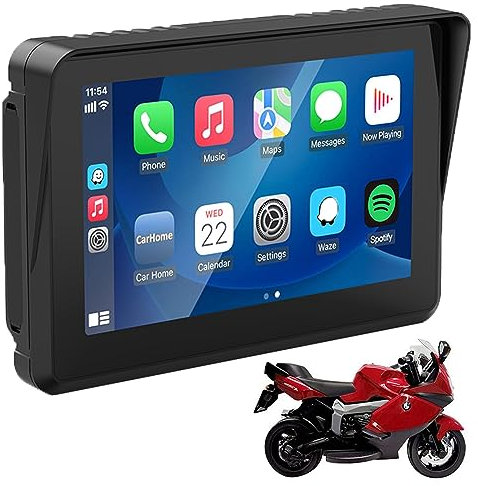 Sunweyer 5G Dual Bluetooth Portable Carplay Wireless Android Auto for Motorcycle,Auto GPS Navigation,IPX7 Waterproof Touchscreen,Support Siri/Google Assistant