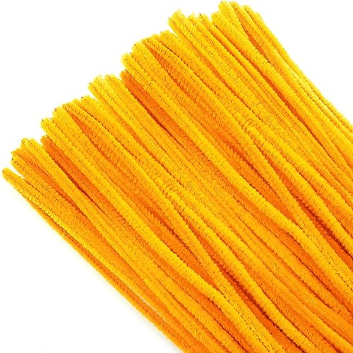 TOAOB Pfeifenreiniger Gelb Orange zum Basteln 100 Stück Chenilledraht Pfeifenputzer Lang 30 cm X 6mm Pipe Cleaner Basteln für DIY Handwerksprojekte