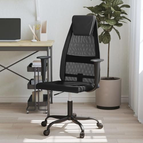 LAPOOH Bürostuhl Schwarz Netz und Kunstleder, Drehstuhl, Schreibtisch Stuhl, Büro Stuhl, Computerstuhl, Arbeitsstuhl, Gaming Stuhl 353023