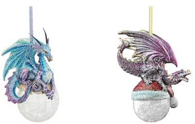 Design Toscano Christbaumschmuck, Frost die gotische Drache-Feiertags-Verzierung - Snowflake Dragon Ball Ornament & Christbaumschmuck - Nordpol Weihnachtsmütze Drache Feiertags-Verzierung