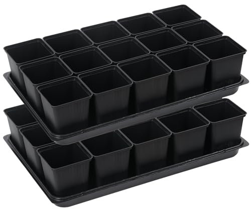 Tymar 15x Anzuchttöpfe mit Untersetzer, Blumentopf mit Pflanzschalen, mit Tablett, Shuttle-Trageschalen (Anzuchttöpfe 9x9 + Untersetzer, 2 Pack)