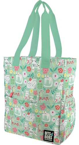 Bits&Bobs Grafoplás | Mochila Tote Bag | Cats Pop Up Design | 37,5x31x14cm | Compartimento Especial Portátil | Base Reforzada | Asa y Tira Ajustable | Bolsillos Interiores y Exteriores