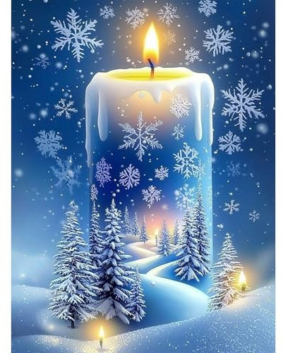 Lxmsja Diamond Painting Noël Adulte, Diamond Painting Bougie d'hiver, Broderie Diamant Kit Complet, DIY Peinture Diamant Strass Point de Croix Cristal Painting pour Murale Décoration 30x40cm