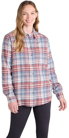 Mountain Warehouse Balsam Brushed Longline Flannel Long Sleeve Womens Shirt - Breathable Checked Shirt, Antipill, Lightweight Ladies Top, Warm - Spring Summer Pale Blue 14