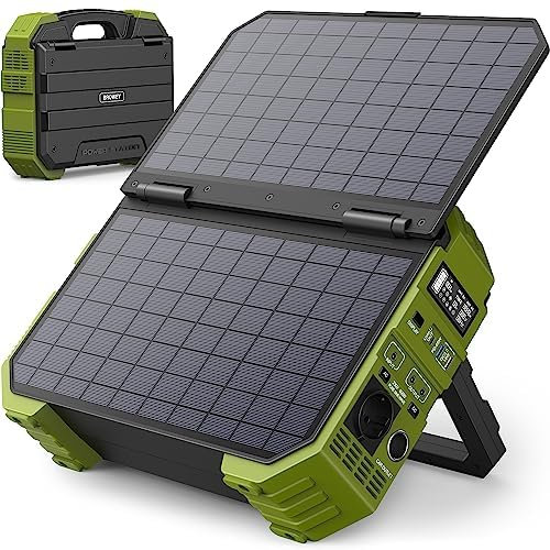 BROWEY Tragbare Power Station mit Solarpanel,12-40W eigenes Solarladepanel,614WH ,1000 W Nennleistung, 2000 W Spitzenleistung-Solargenerator für Outdoor-Camping, Caravaning und Notfallvorbereitungen.