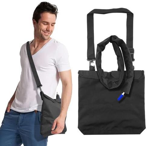 Urindrainagebeutelhalter mit Katheterschlauchabdeckung, Katheterbeutelabdeckungen mit verstellbarem Schultergurt (Schwarz)