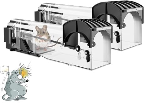 Humane Mouse Traps Pre Bait Boxes 2 Pack Humane Mouse Traps for indoor/Outdoor Fast & Safe Infestation Control, No Touch Release, Improved Highly Sensitive, Effective Quick Rodent Catcher Comes
