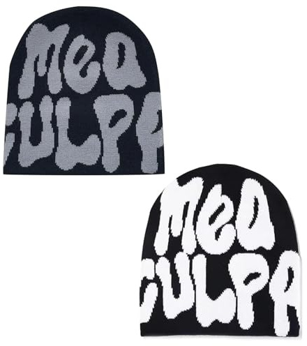 DqiUnaX 2 Stück Beanie Mütze Y2k, Mode Spide-Man Beanie Spider Mütze, Warme Strickmütze Für Outdoor-Aktivitäten Und Streetwear, Bequem Und Stilvoll, Schwarz Und Grau