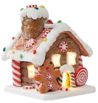 MiOYOOW Weihnachtliche Lebkuchenhäuser, Leuchtende LED Weihnachtsdorf Lebkuchenhaus Dekorationen für die Weihnachtsdekoration von Schaufenstern und Cafés