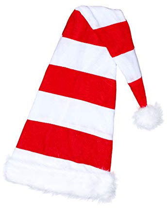 Alsino XXL Weihnachtsmütze rot-Weiss gestreift - Nikolausmütze Extra Groß 75 cm lang Erwachsene - Weihnachtsmannmütze Xmas Hut Mütze