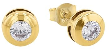 Amor Ohrstecker Damen Ohrschmuck, mit Zirkonia synth, 0,6 cm, Gold, Kommt in Schmuck Geschenk Box, 9979301