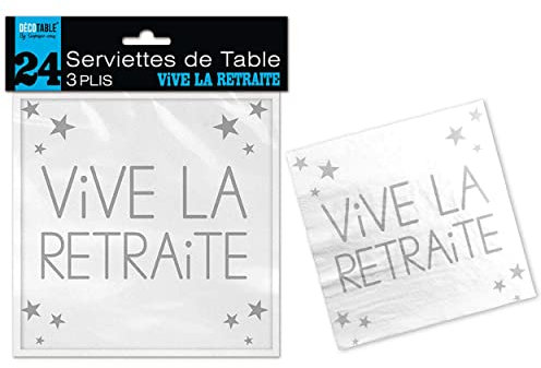 24 SERVIETTES DE TABLE VIVE LA RETRAITE 3 PLIS - Default Title