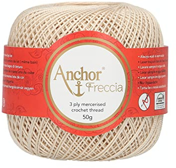 Anchor Freccia Stärke 8 4771008-00387 beige Häkelgarn, 100 % Baumwolle