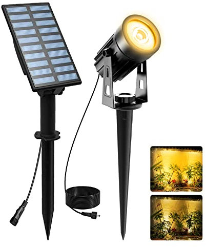 T-SUNUS Solar Garden Spot Lights, LED Solar Light Outdoor Waterproof Auto ON/Off for Garden, Driveway, Pathway, Pool Area, Christmas Decorations(Warm White 3000K)