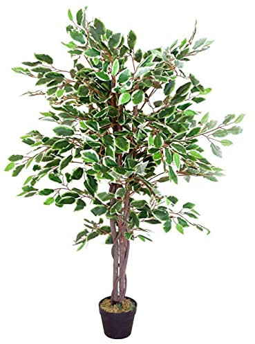 Leaf Realistic Artificial Ficus Tree/Plant, 120cm Variegated