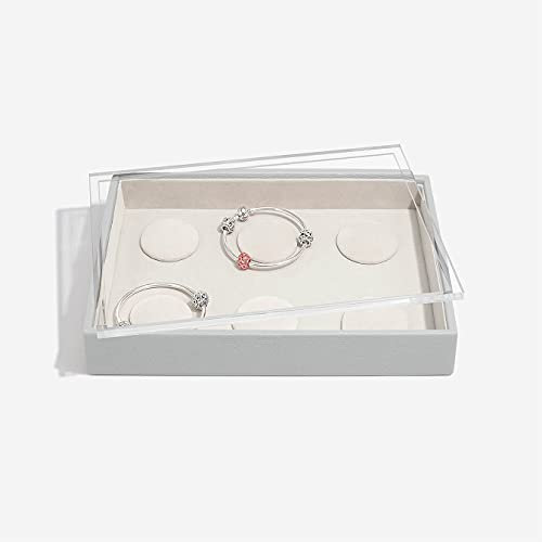 Stackers Pebble Grey Classic Medium Jewellery Box 6 Padded Charm Layer with Acrylic Dispalay Lid