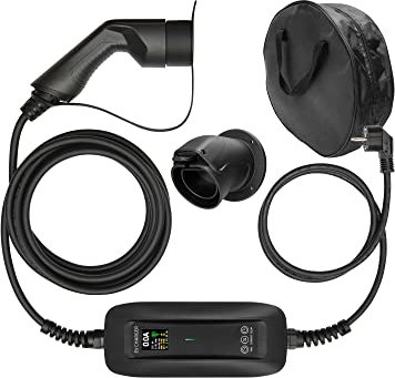 DELTACO Typ 2 EV-Ladekabel für E-Autos und Hybrid Fahrzeuge, Elektroauto Charger Mennekes Kabel, Kompatibel mit ID.3, ID.4, Zoe, E-Tron, Model S/3/X/Y, Leaf, 3.6 kW, Tasche + Halterung, 5,5 Meter