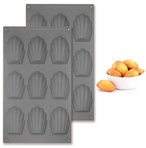 2 Stück Silikon Madeleines Backform Für Schokolade, SüßIgkeiten, Kekse (9 Hohlräume, Grau)