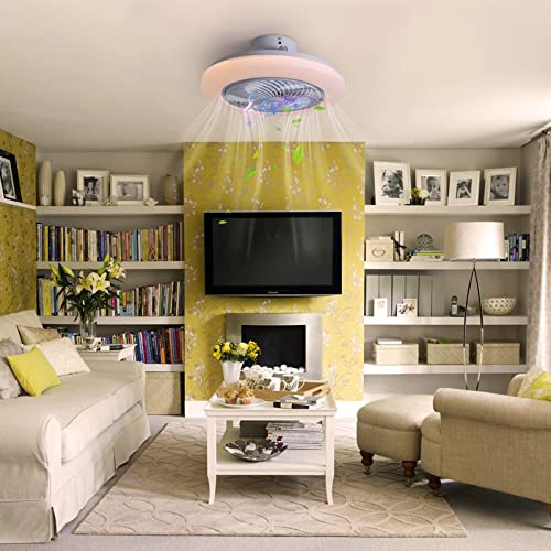 YUNZI Silencioso Lampara Ventilador Techo LED RGB Regulable Ventilador Techo con Luz Y Mando A Distancia ＆ Bluetooth Musica Altavoz Plafon Led Ventilador para Dormitorio Salon La Fiesta-B