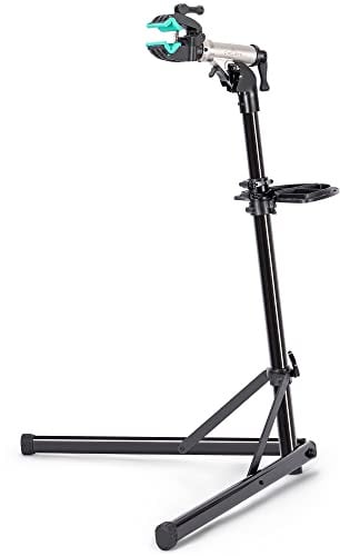 cyclists Support de réparation vélo jusqu'à 50kg, pliable en aluminium pour E-Bike. Rotatif 360°, réglable en hauteur, stable pour VTT et route (Argent)