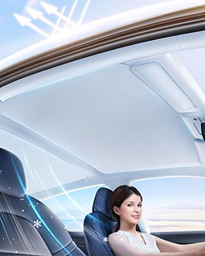 KKTR-CAR para Tesla Model Y Parasol Techo de Cristal Parasol Techo Trasero para Tesla Model Y 2023 2022 2021 Parasol con Claraboya Cubiertas Reflectantes (Model Y, White)