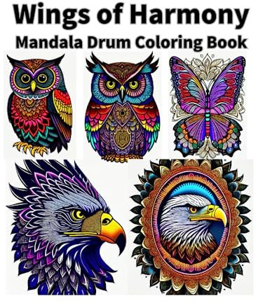 Wings of Harmony: Mandala Drum Coloring Book