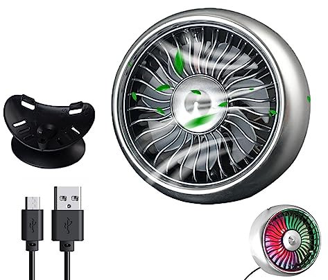 GIMOCOOL Mini ventilateur pour voiture,Ventilateur de fenêtre de voiture - Mini ventilateur RVB rotatif à trois vitesses de vent alimenté par USB pour voiture, chambre et ordinateur
