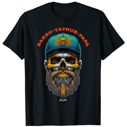 Barbu Tatoué Papa Barbe Tatouage Fête des pères Mari Cadeau T-Shirt