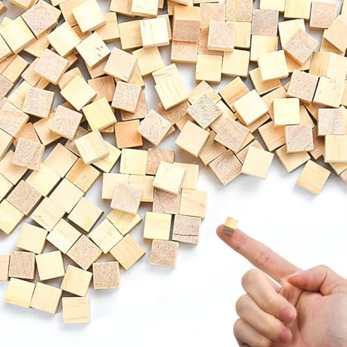 LPAMABA ca. 500 Stück Natur Holzwürfel Deko 10mm blanko Holz Bastelwürfel 1cm mini Holzwürfel deko Kleine Holz Quadrat Würfel zum basteln für DIY Malen Handwerk Dekoration
